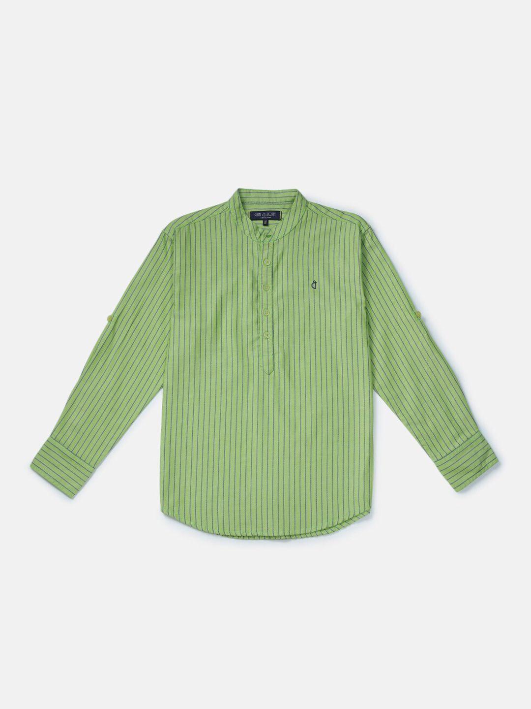 gini-and-jony-boys-green-classic-striped-casual-shirt