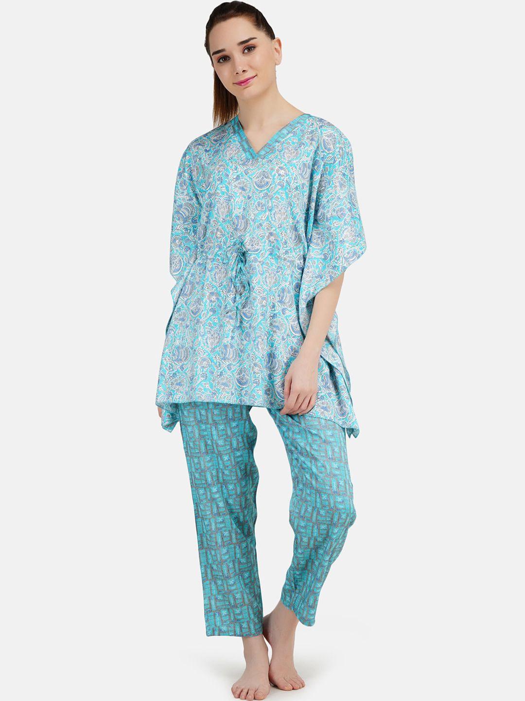 koi-sleepwear-women-turquoise-blue-printed-comfort-fit-rayon-kaftan-night-suit