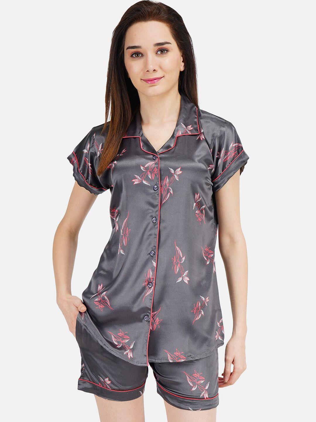 koi-sleepwear-women-black-&-peach-coloured-floral-printed-satin-night-suit