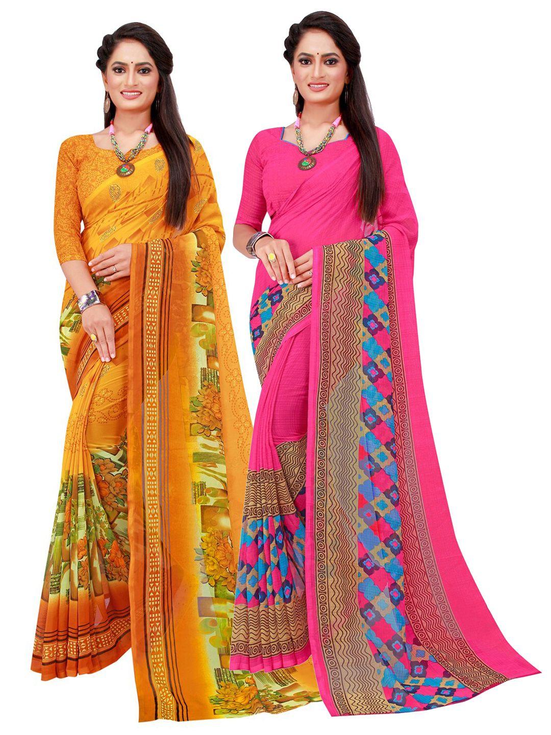 florence-yellow-&-pink-pure-georgette-saree