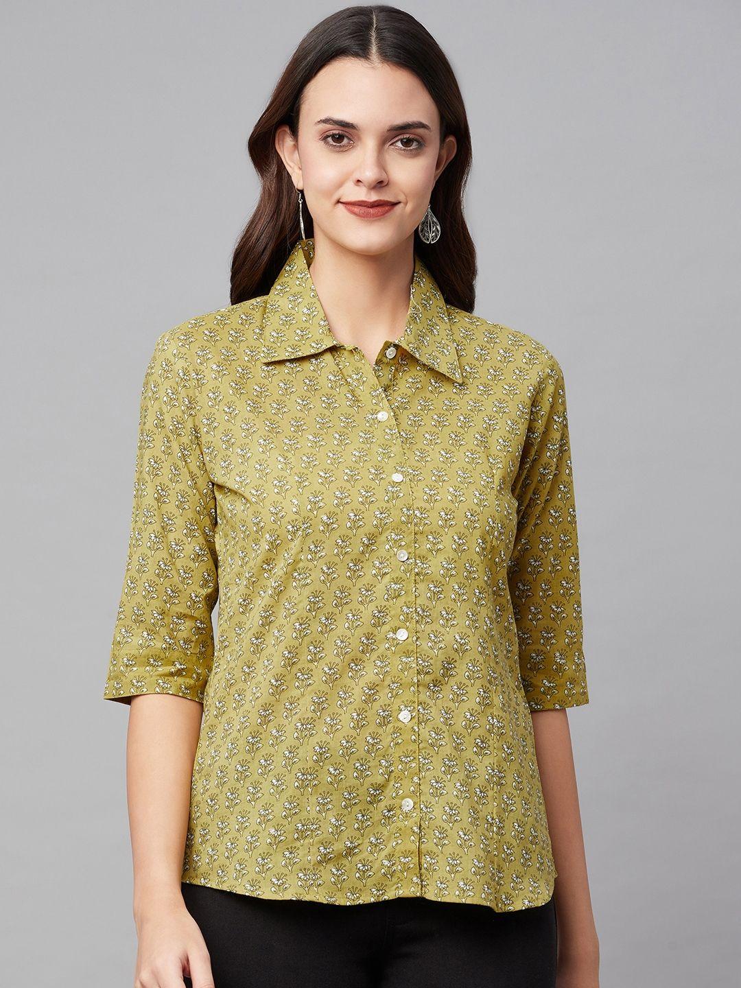 divena-women-olive-green-comfort-floral-printed-casual-shirt