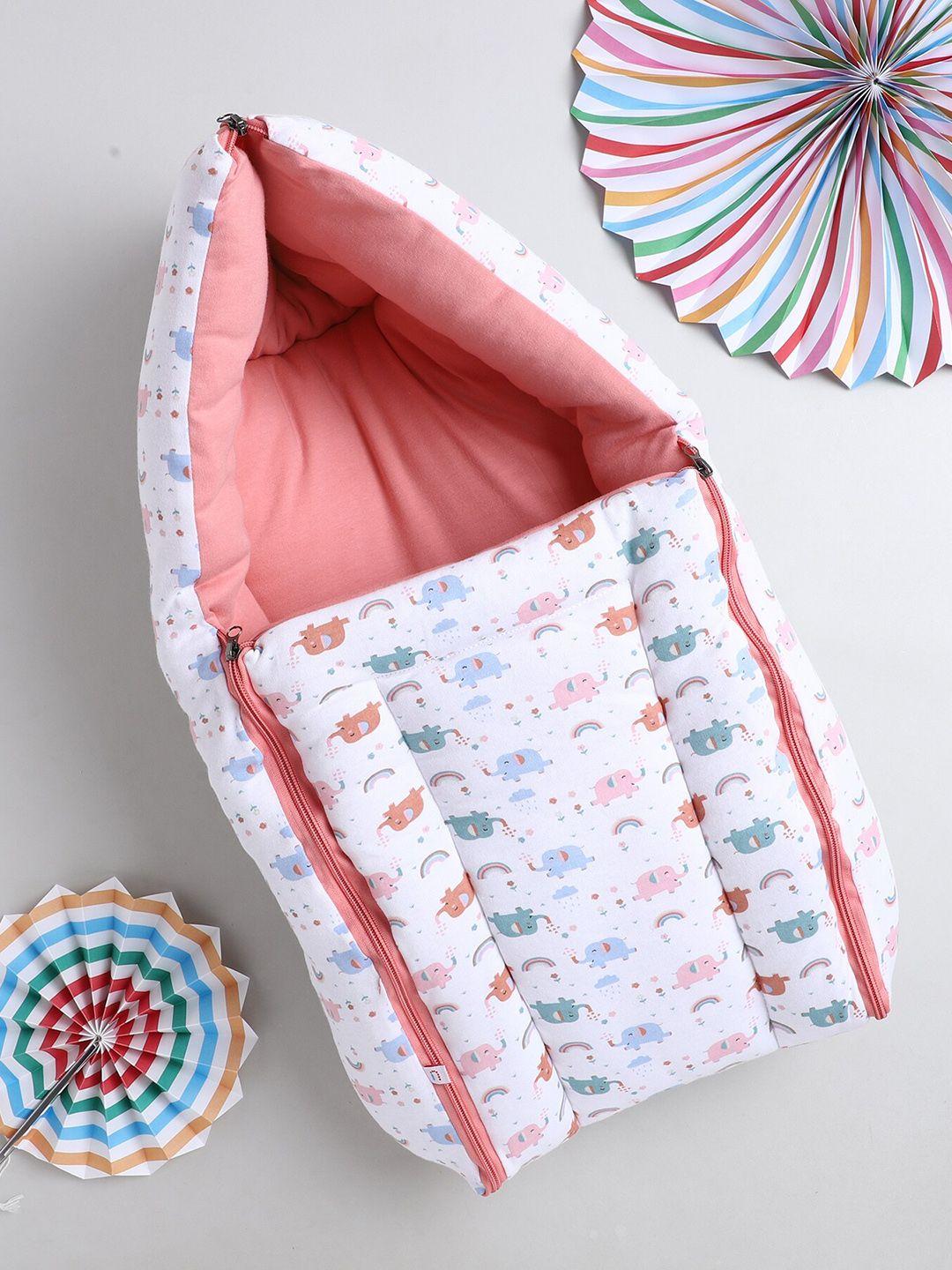 bumzee-infants-girls-pink-&-white-printed-sleeping-bag
