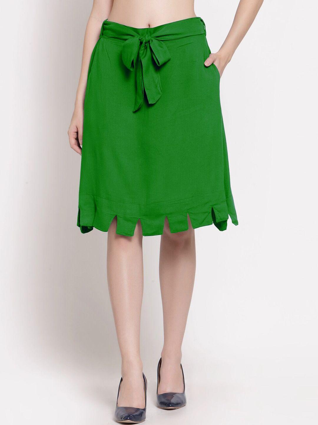 patrorna-women-plus-size-green-solid-straight-silt-skirt