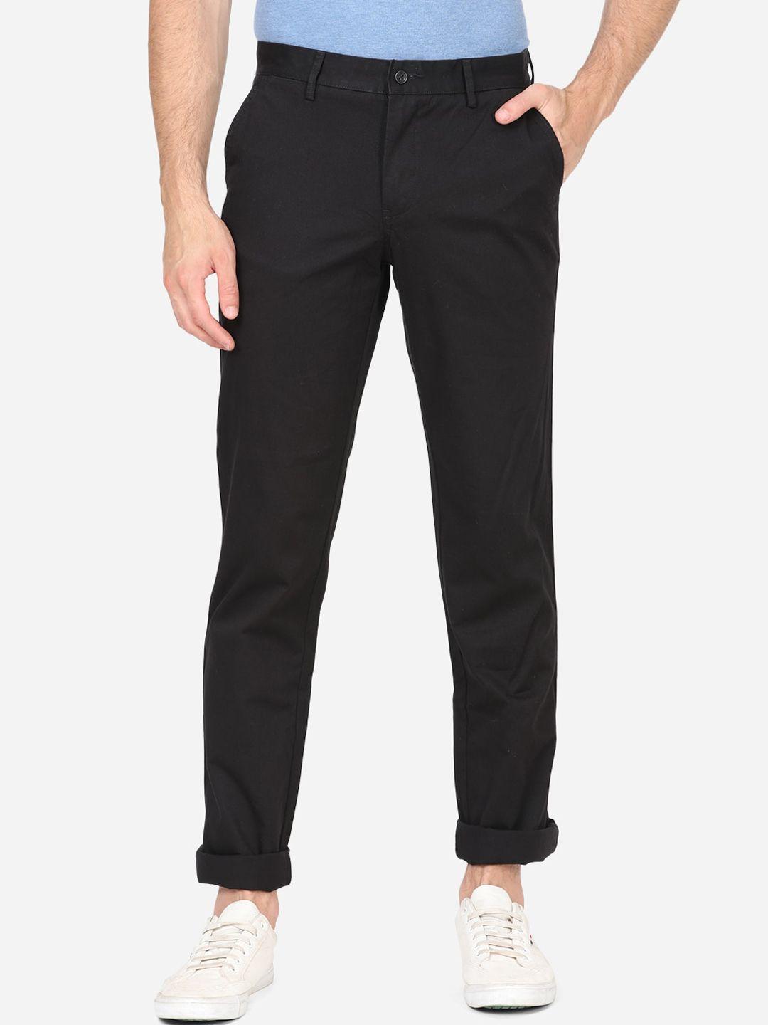 greenfibre-men-black-slim-fit-wrinkle-free-pure-cotton-trousers