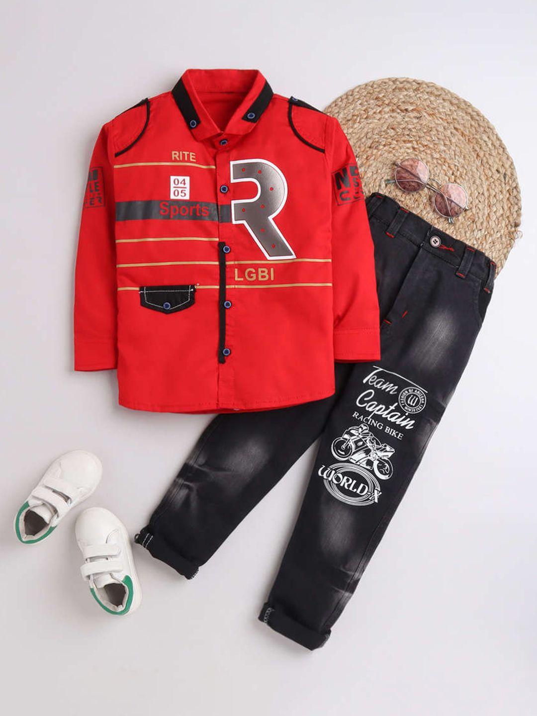 dkgf-fashion-boys-red-&-black-printed-clothing-set