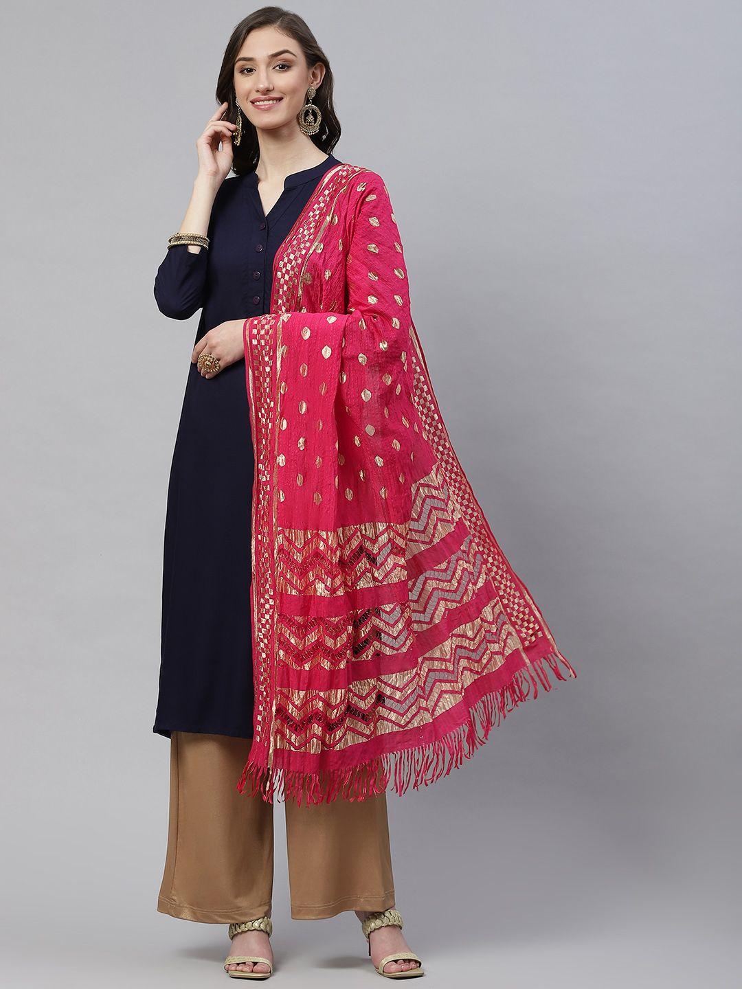 weavers-villa-pink-&-golden-ethnic-motifs-woven-design-cotton-silk-dupatta