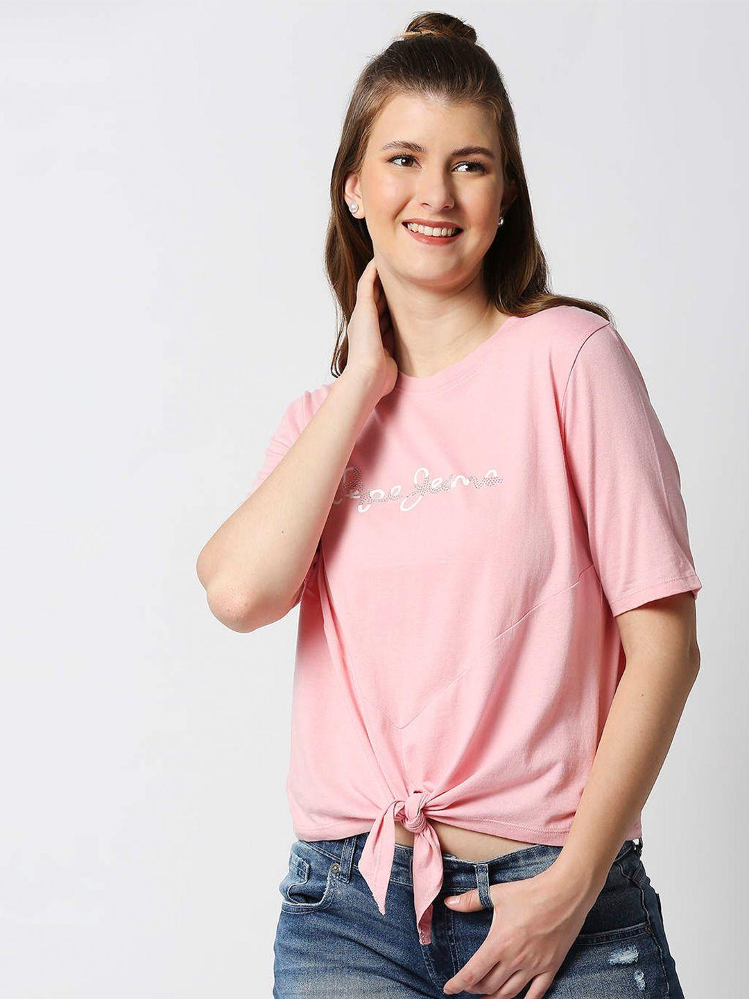 pepe-jeans-women-pink-high-neck-extended-sleeves-t-shirt