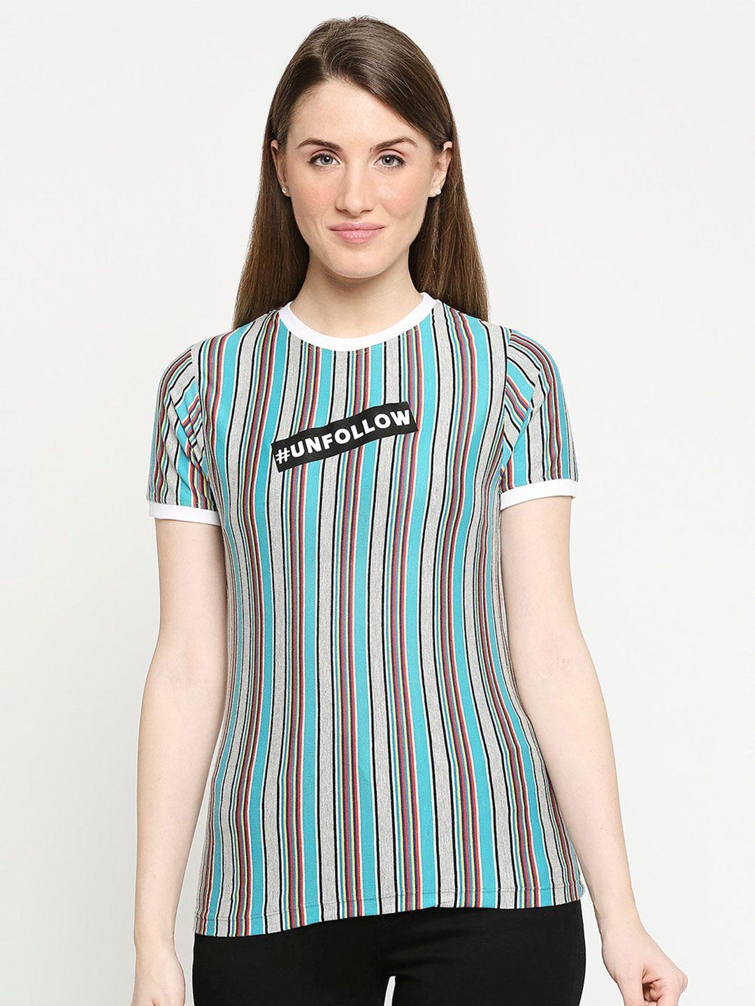 disrupt-women-green-striped-t-shirt