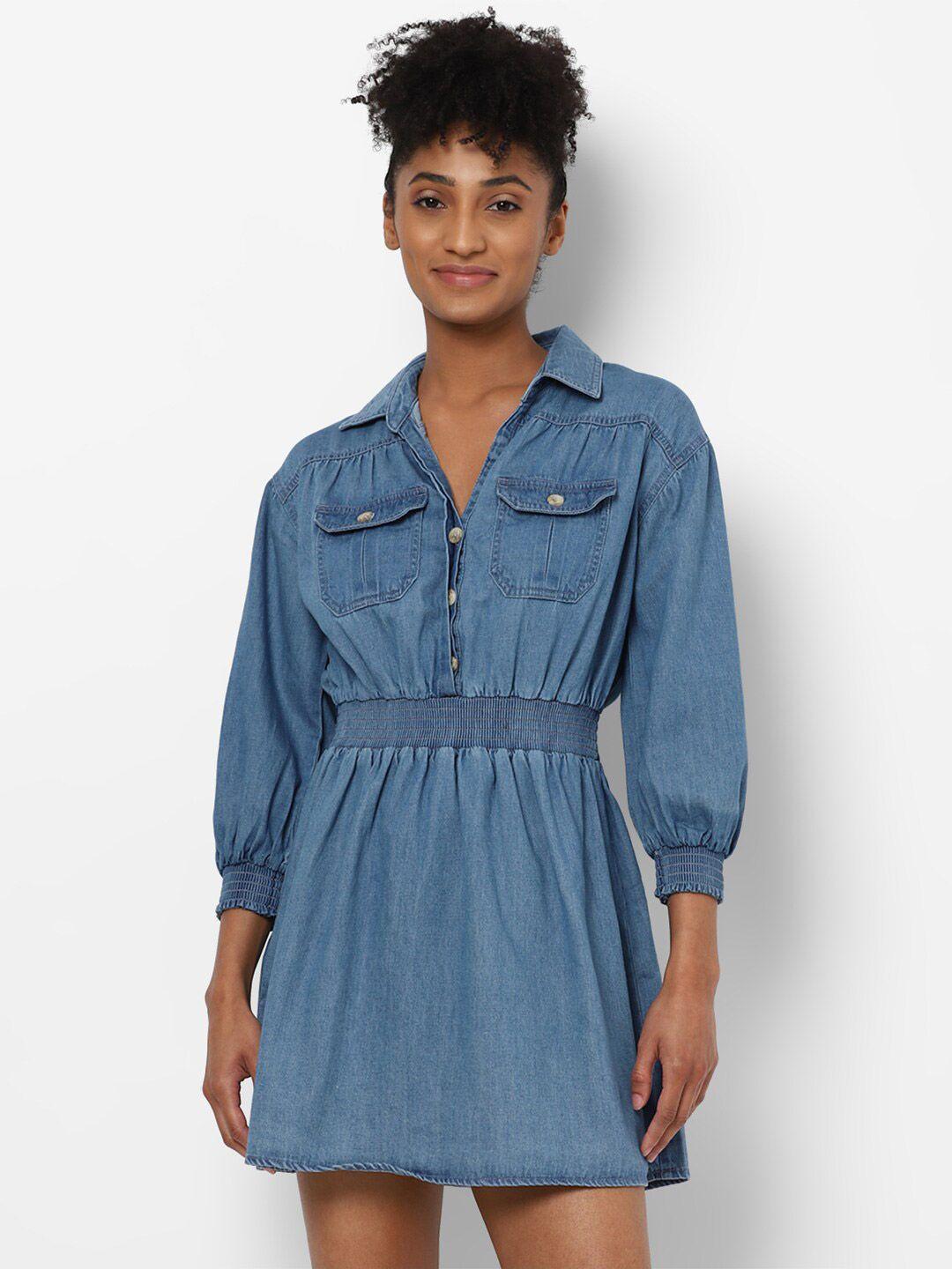 american-eagle-outfitters-blue-fit-and-flare-dress