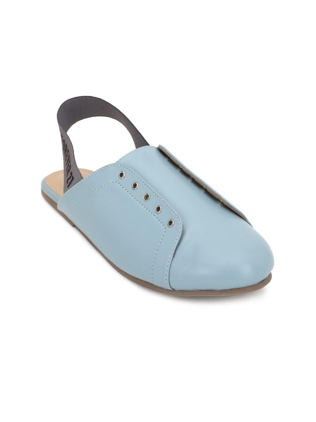 forever-21-women-blue-solid-mules-flats