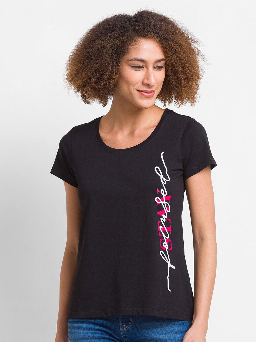 globus-women-black-printed-t-shirt
