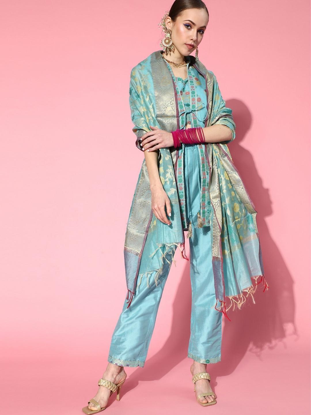 chhabra-555-women-turquoise-blue-&-gold-toned-unstitched-dress-material