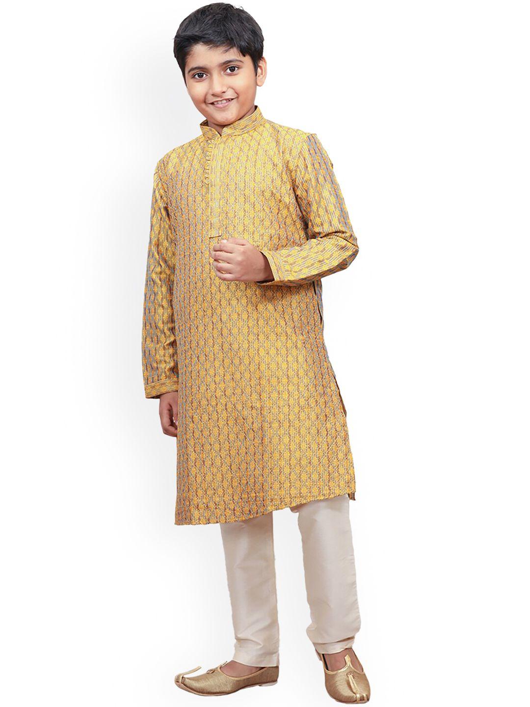 manyavar-boys-mustard-yellow-woven-design-jacquard-kurta-with-pyjamas
