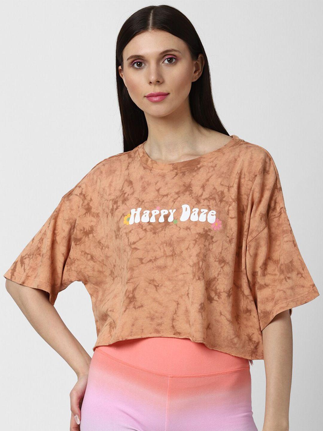 forever-21-women-brown-printed-boxy-crop-t-shirt