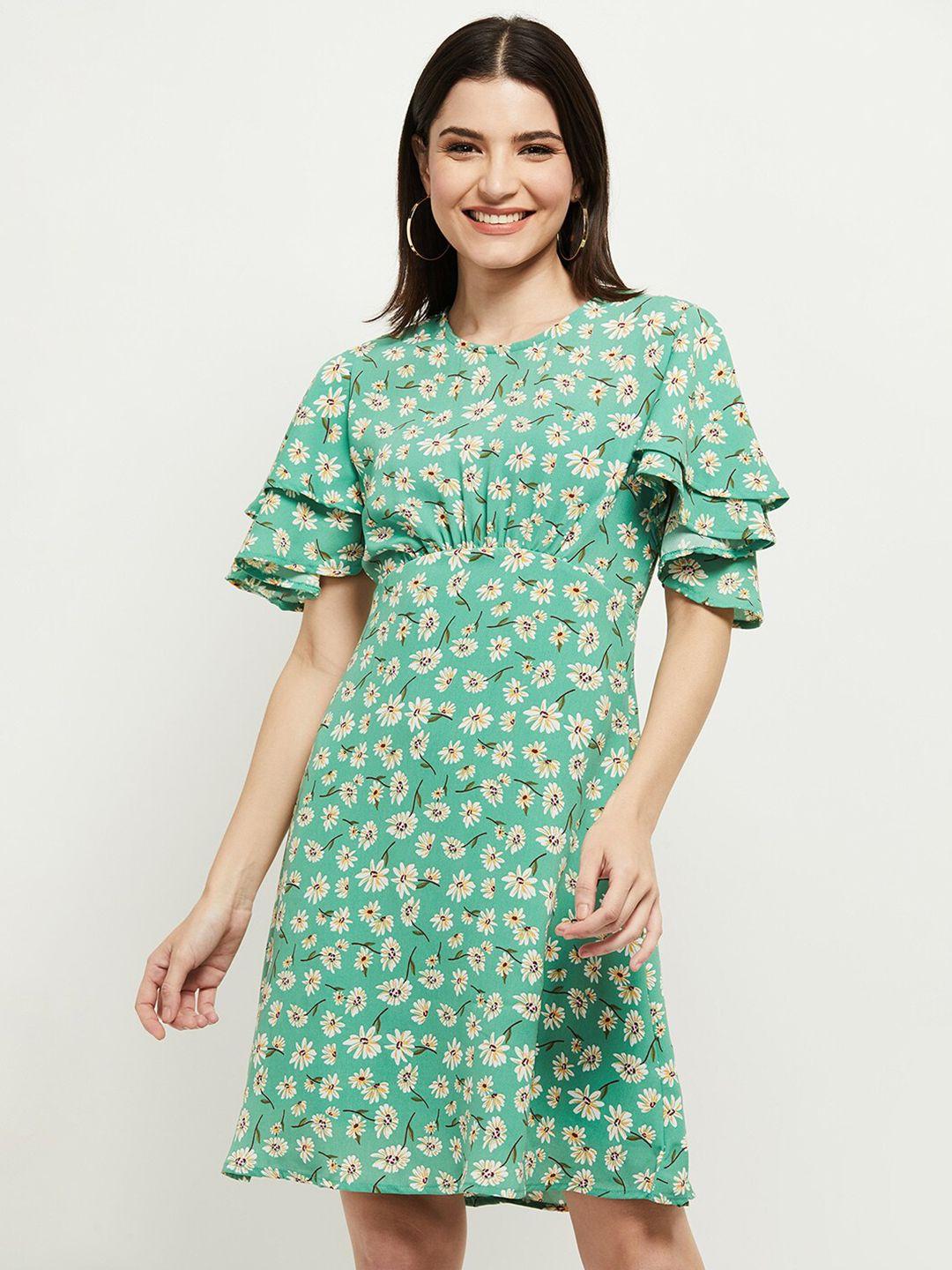 max-women-green-floral-a-line-dress