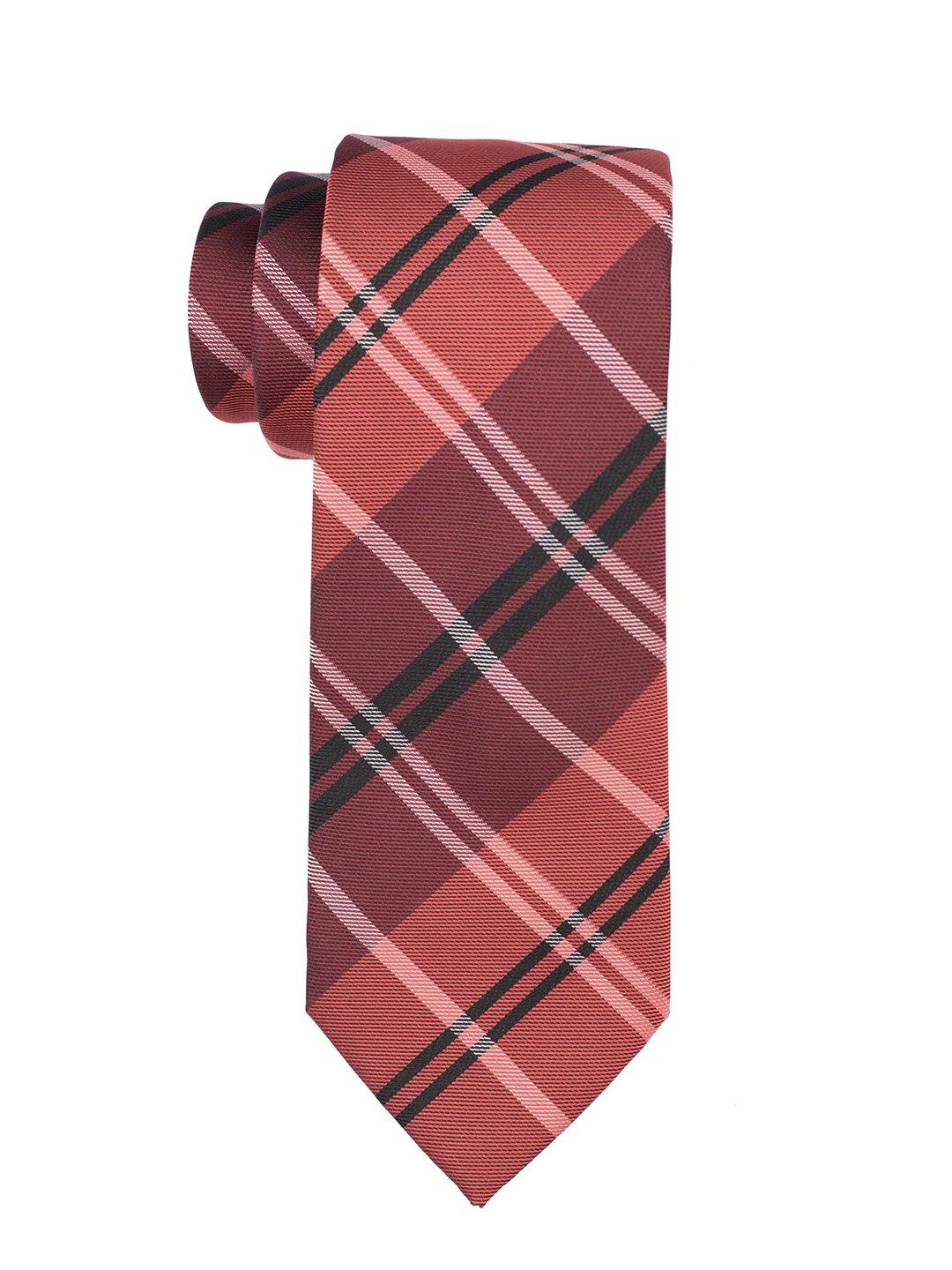 the-tie-hub-men-red-&-black-checked-skinny-tie-with-cufflinks