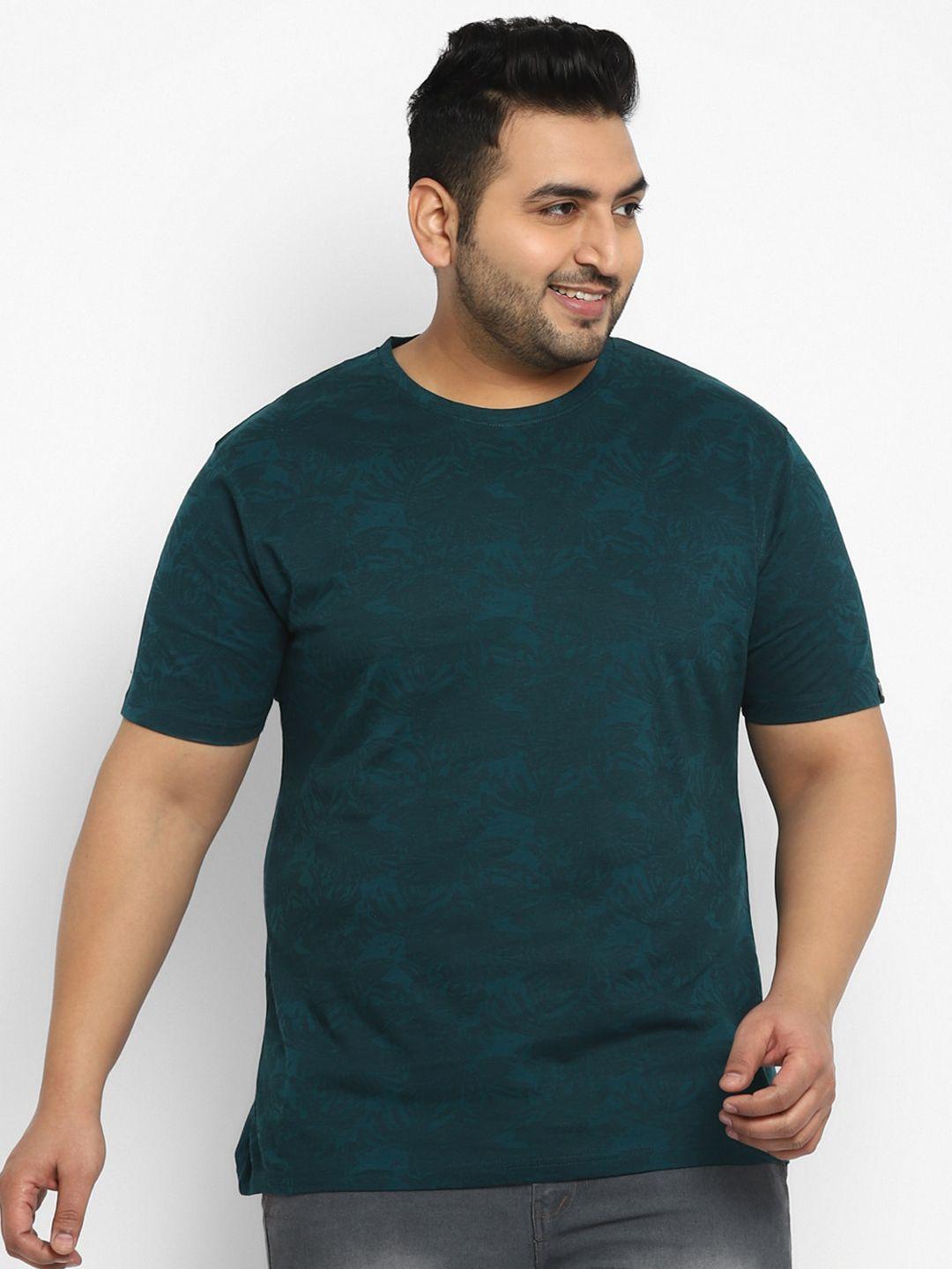 urbano-plus-men-teal-green-printed-cotton-t-shirt