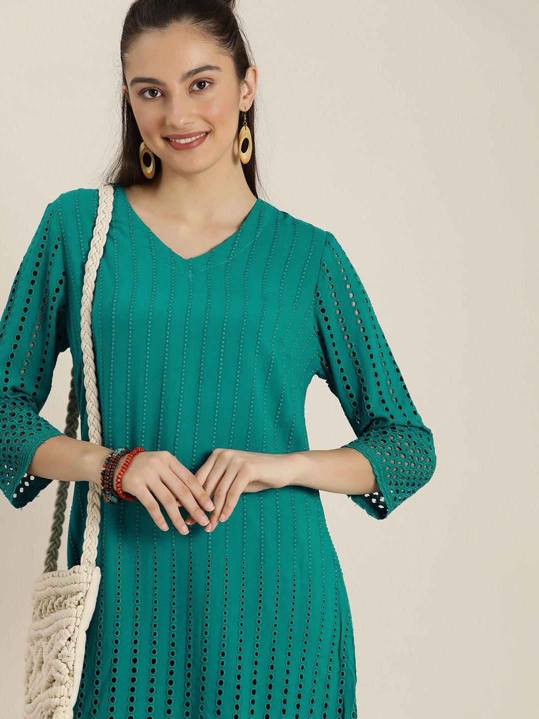 sangria-teal-embroidered-ethnic-a-line-dress