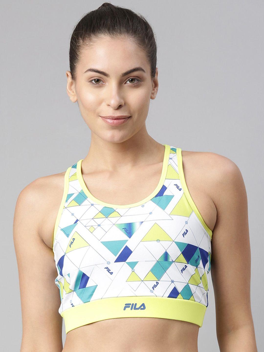 fila-yellow-&-blue-geometric-printed-non-wired-non-padded-workout-bra