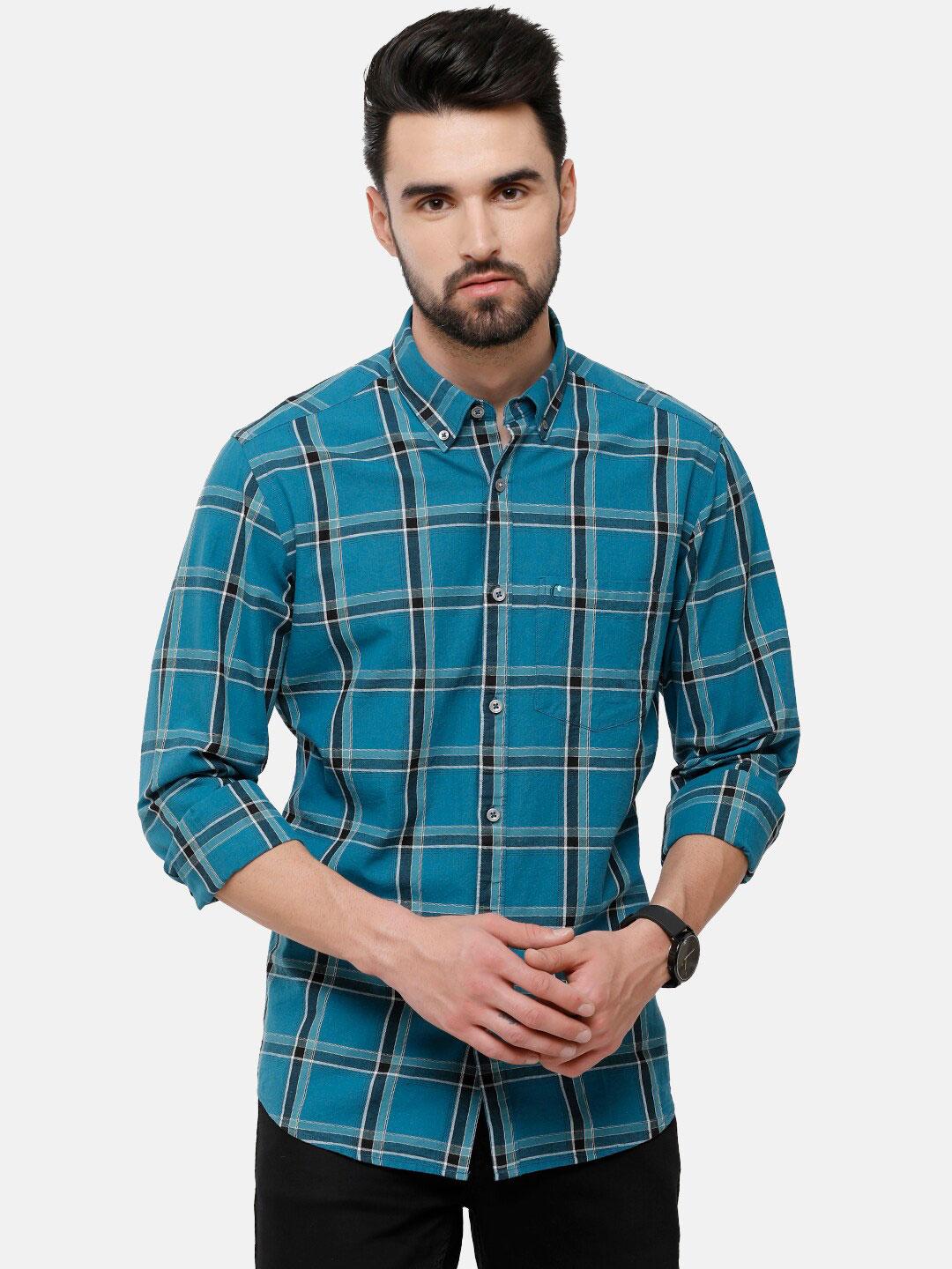 cavallo-by-linen-club-men-blue-tartan-checked-cotton-linen-casual-shirt