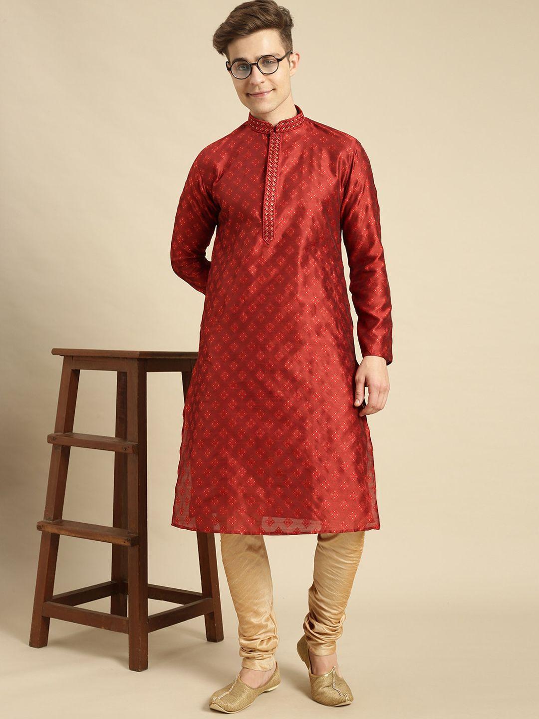 sanwara-men-red-ethnic-motifs-kurta-with-churidar