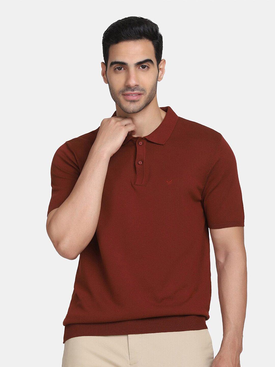 blackberrys-men-rust-maroon-polo-collar-slim-fit-t-shirt