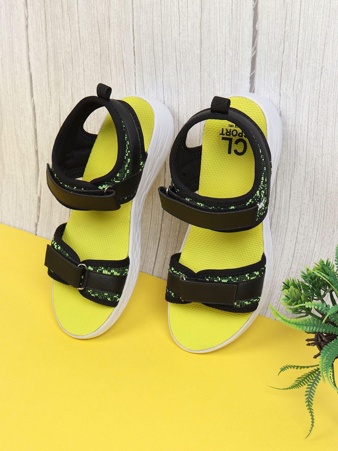 carlton-london-sports-women-green-&-black-solid-sports-sandals