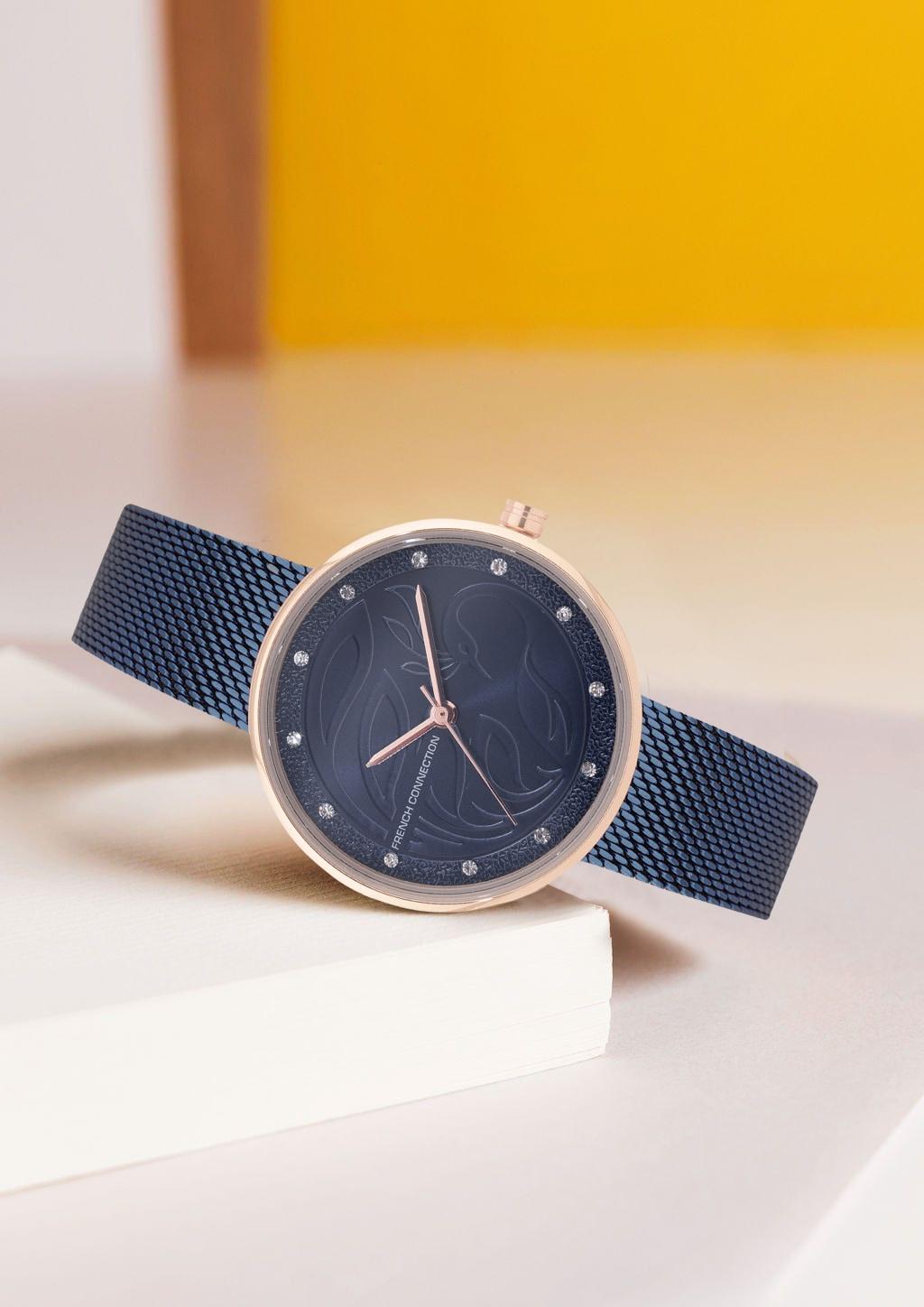 french-connection-women-blue-dial-&-blue-stainless-steel-bracelet-style-straps-analogue-watch