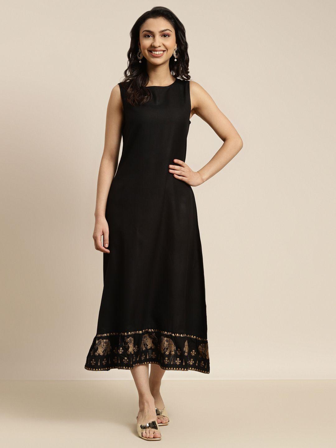 shae-by-sassafras-black-elephant-border-foil-print-ethnic-a-line-midi-dress
