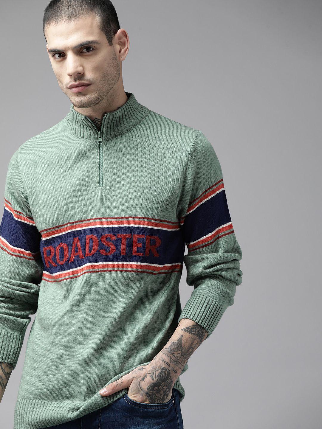the-roadster-lifestyle-co.-men-green-&-maroon-printed-pullover