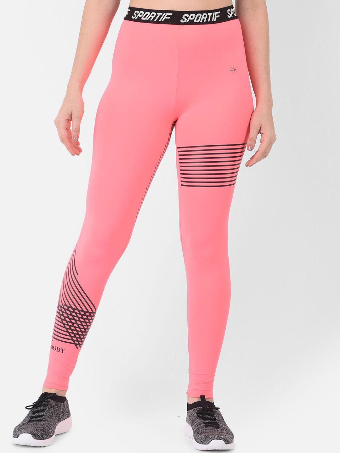 crimsoune-club-women-pink-striped-high-waisted-tights