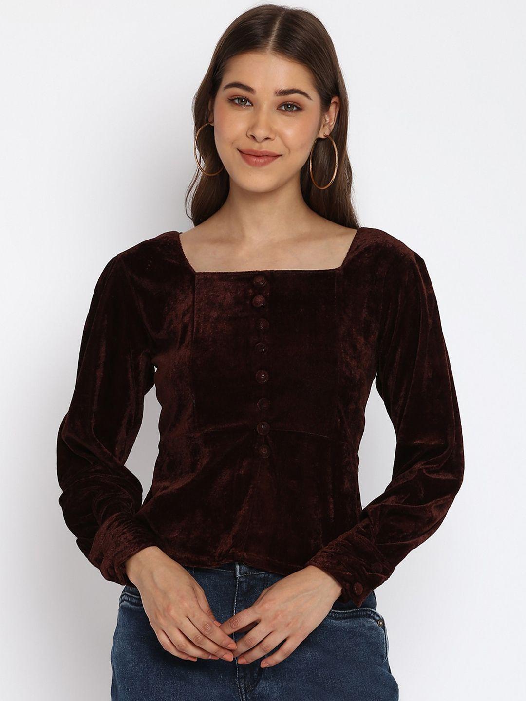 mayra-brown-velvet-fitted-top