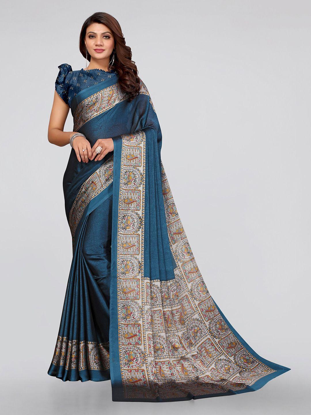 mirchi-fashion-turquoise-blue-&-grey-kalamkari-saree