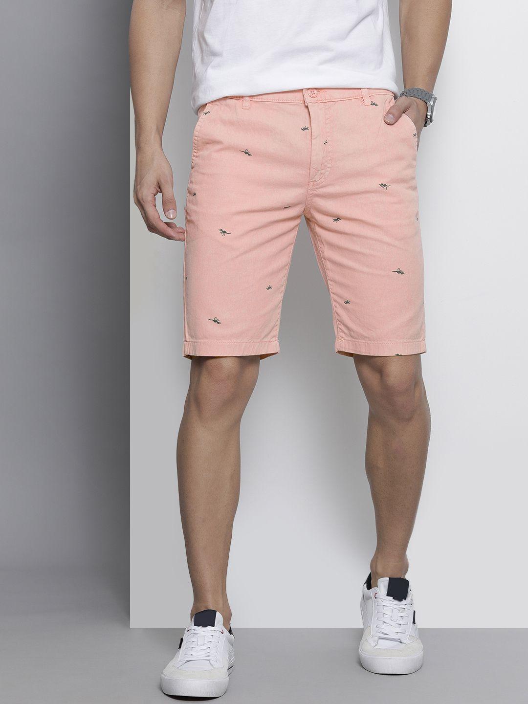 the-indian-garage-co-men-pink-conversational-printed-slim-fit-cotton-chino-shorts