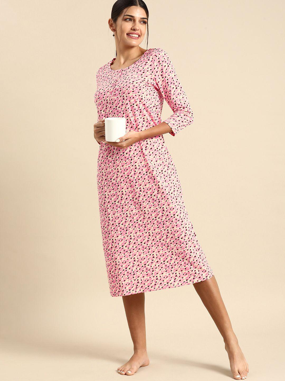 dreamz-by-pantaloons-women-pink-printed-pure-cotton-nightdress