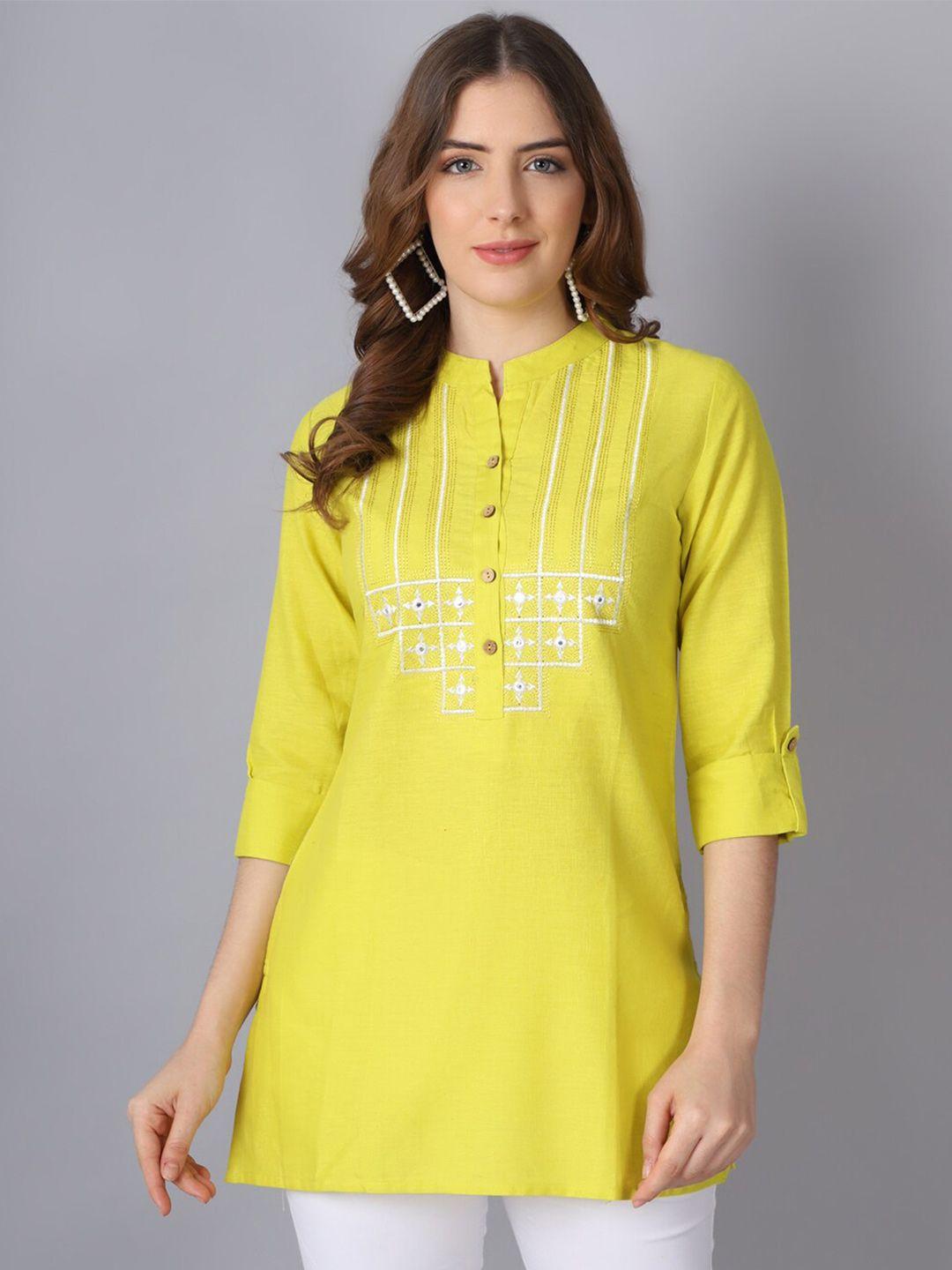 pistaa-lime-green-embroidered-kurti