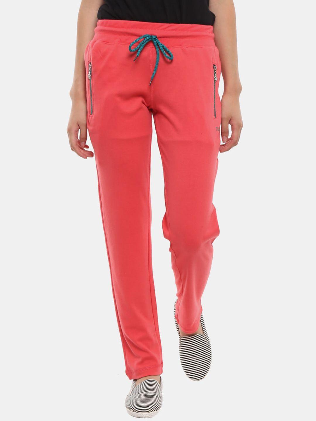 v-mart-coral-coloured-solid-cotton-track-pants