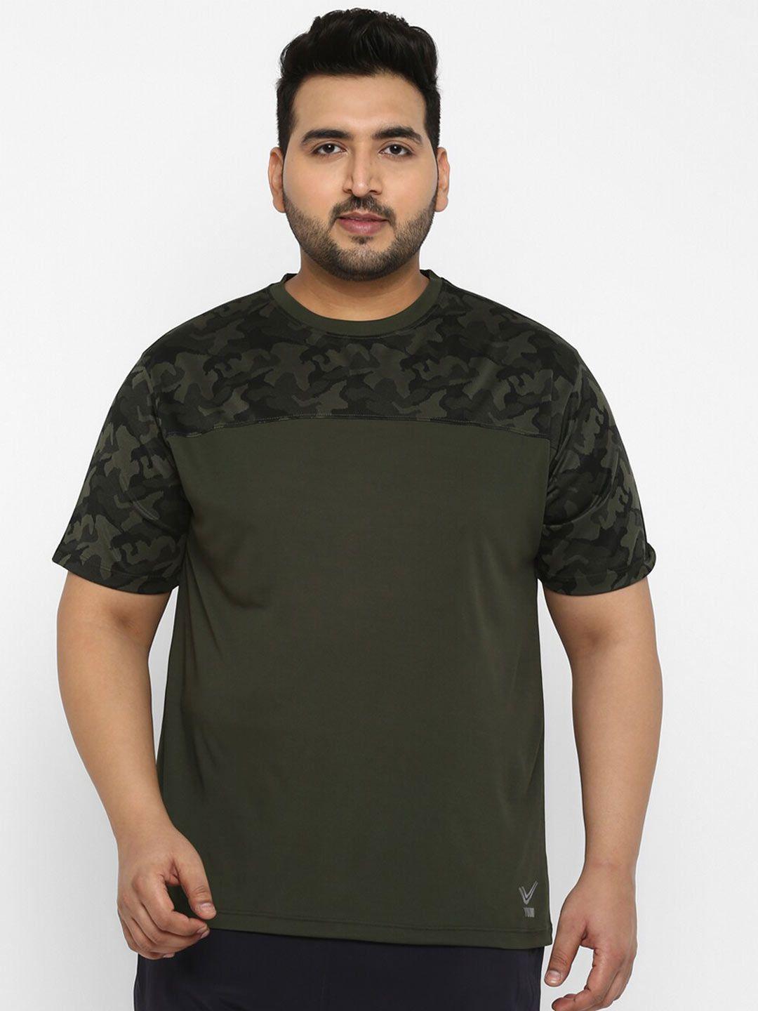 yuuki-men-plus-size-olive-green-&-rosin-camouflage-printed-t-shirt