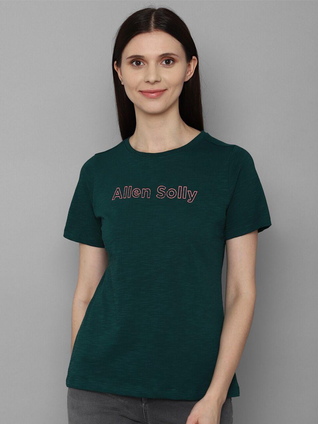 allen-solly-woman-women-green-typography-t-shirt