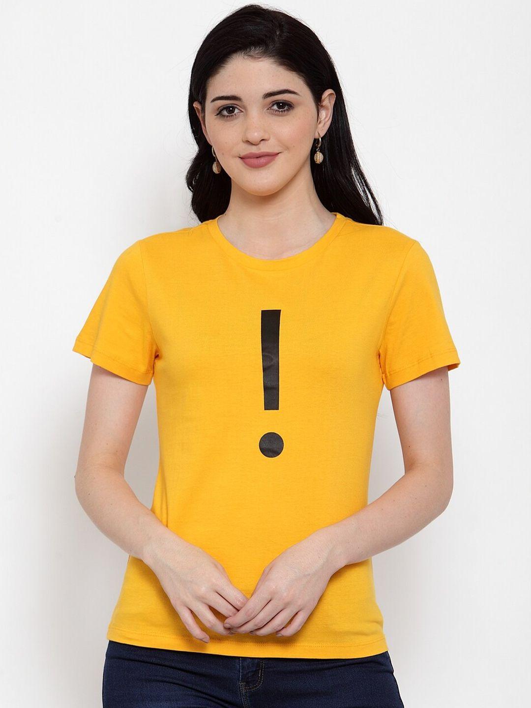 door74-women-orange-typography-printed-t-shirt