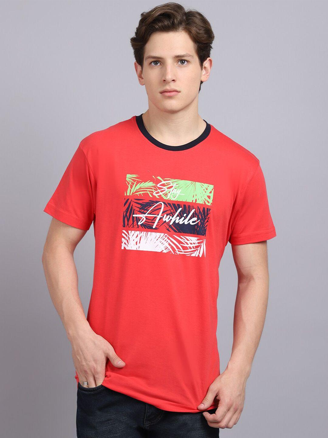 rodamo-men-red-typography-printed-slim-fit-t-shirt