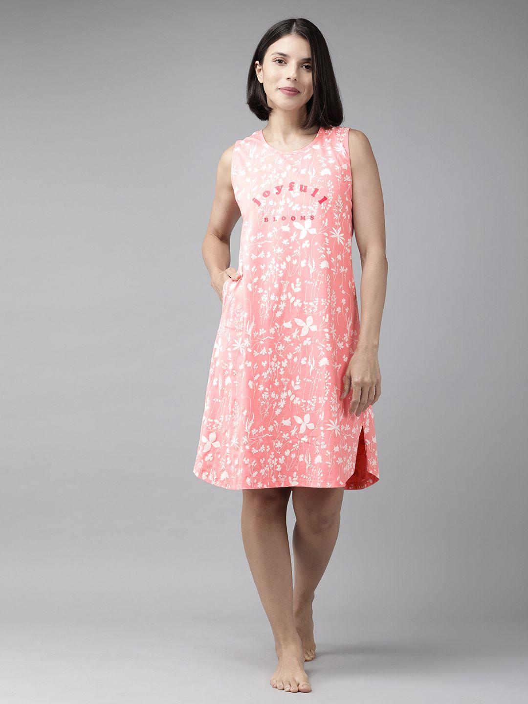 zeyo-pink-&-white-printed-cotton-nightdress