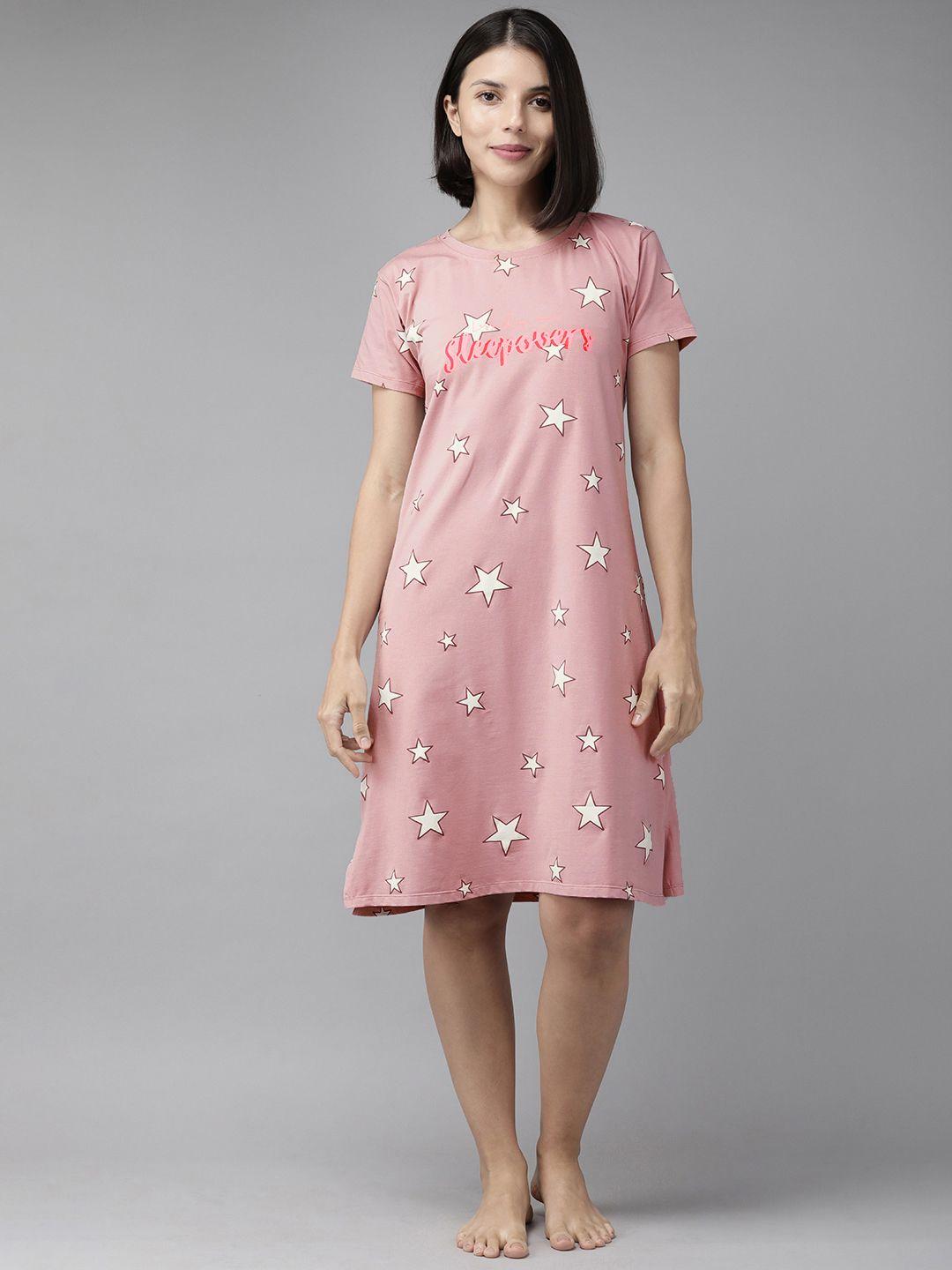 zeyo-pink-&-white-printed-cotton-nightdress