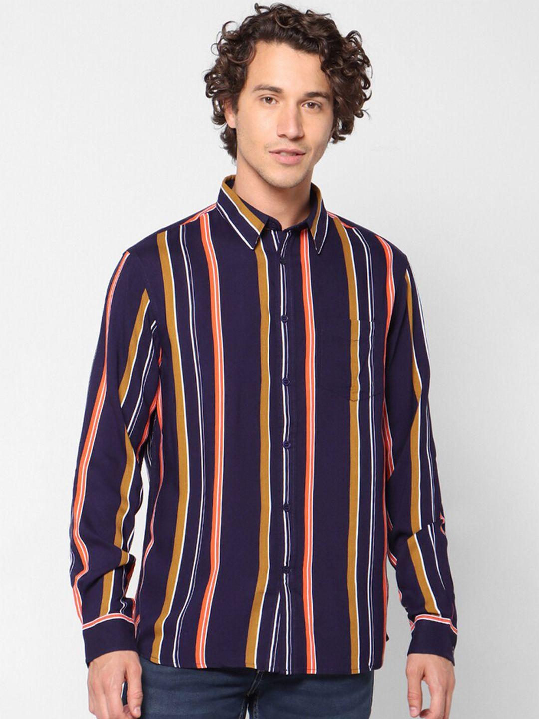 celio-men-brown-striped-casual-shirt