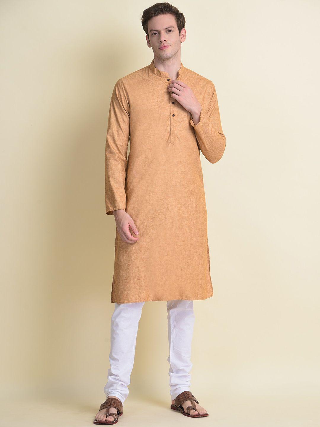 namaskar-men-orange-flared-sleeves-thread-work-kurta