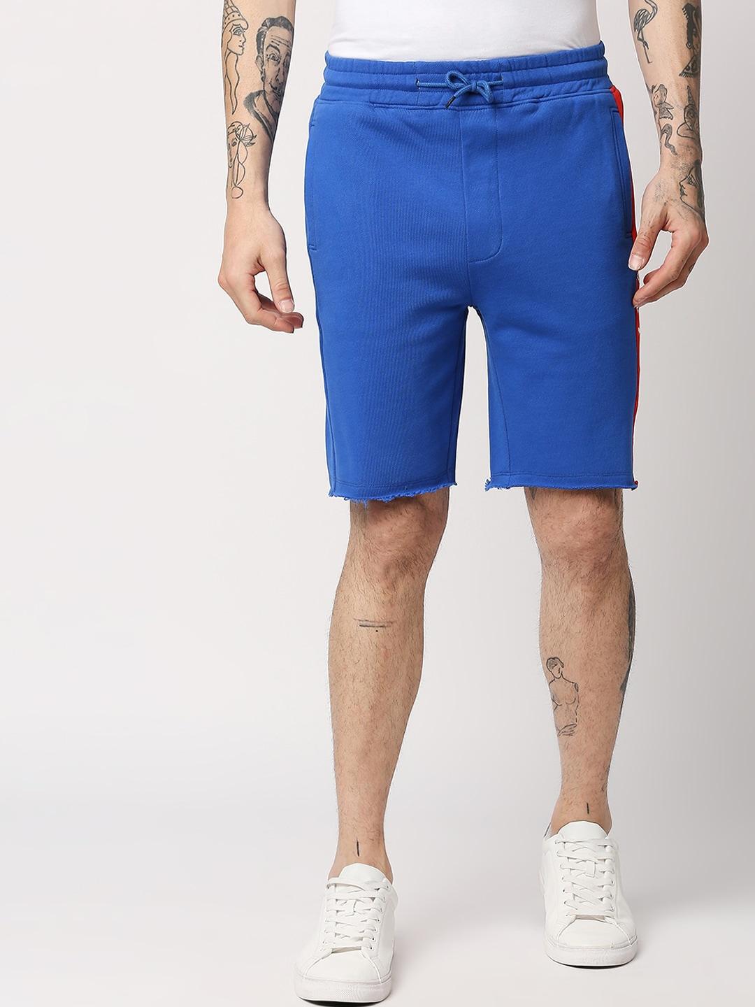 disrupt-men-blue-typography-printed-shorts