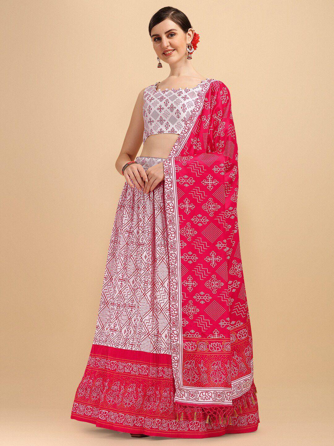amrutam-fab-white-&-pink-printed-semi-stitched-lehenga-&-unstitched-blouse-with-dupatta