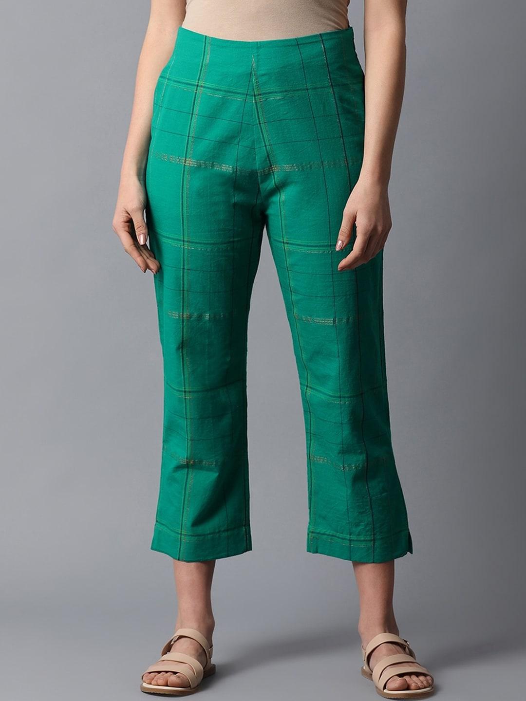 indian-dobby-women-green-straight-fit-trouser