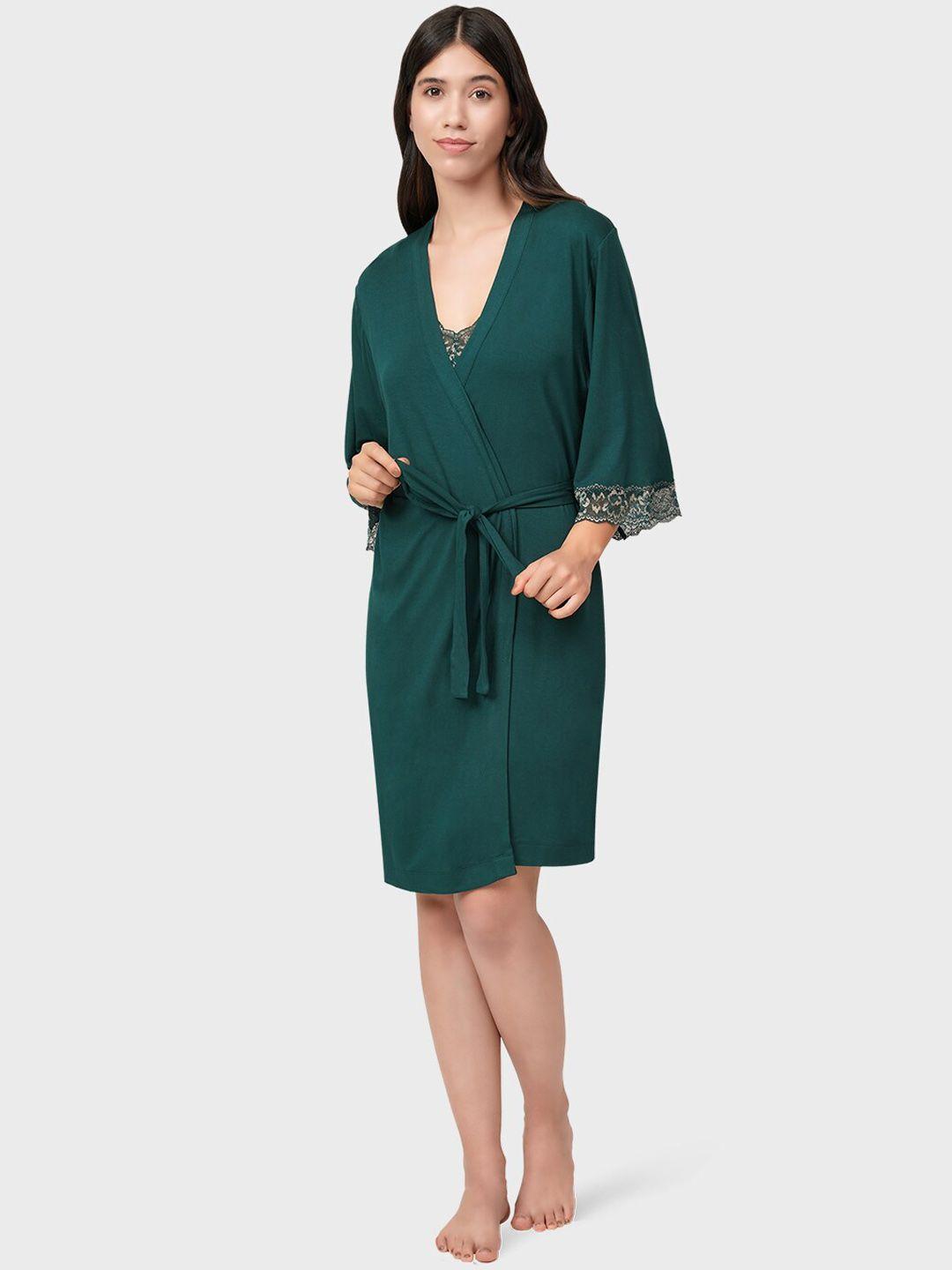 amante-women-green-solid-sleep-robe