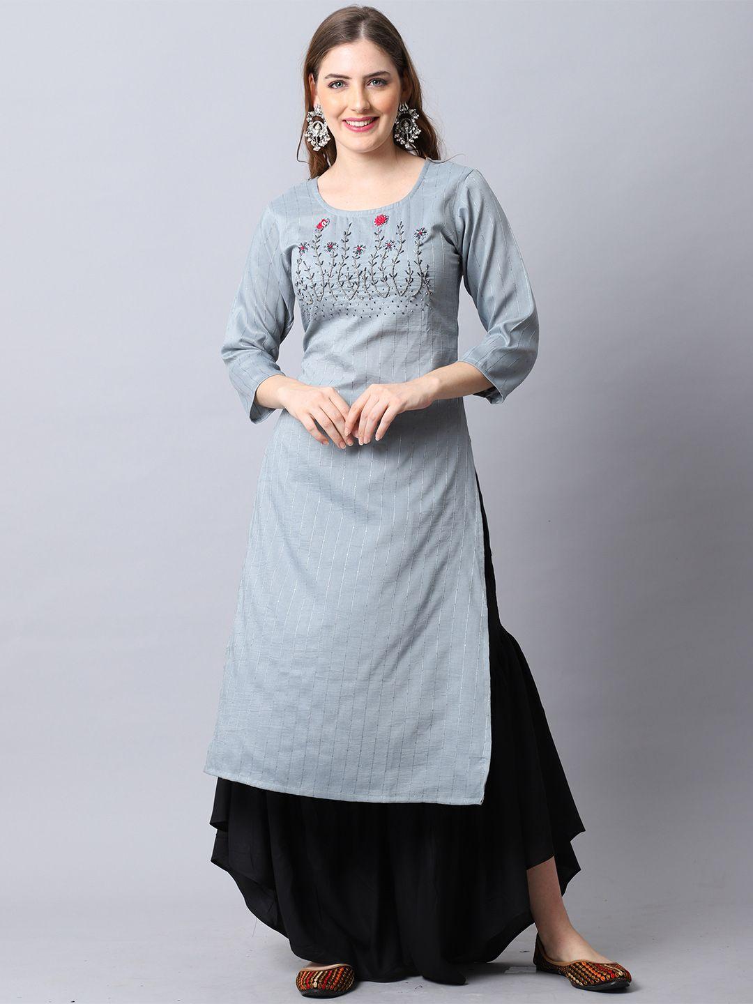 rajnandini-grey-floral-embroidered-straight-kurti